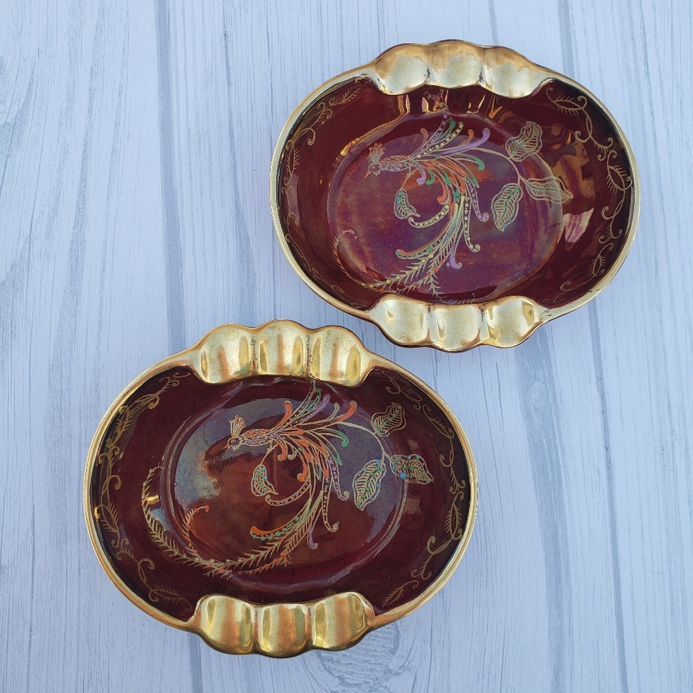Vintage Crown Devon Fieldings Bird Ash Trays Dish